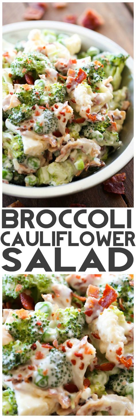 Broccoli Cauliflower Salad... this salad is AMAZING! The creamy dressing is beyond delicious and goes perfectly with the crisp broccoli and cauliflower! This is one recipe you are going to want to try out! Cauliflower Salad Recipes, Broccoli Cauliflower Salad, Salad Kale, Broccoli And Cauliflower, Fall Salad, Creamy Dressing, Bacon Salad, Salad Pasta, Cauliflower Salad