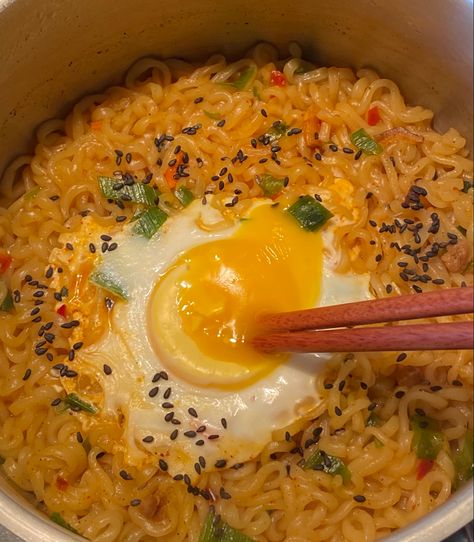 ramen, ramen noodles, shin ramyun, nongshim, samyang, noodles, spring onion, egg, poached egg, ramen meal, food, aesthetic, asain, korean Nongshim Ramen, Amazing Food, Ramen, Food And Drink, Anime, Pins, Quick Saves