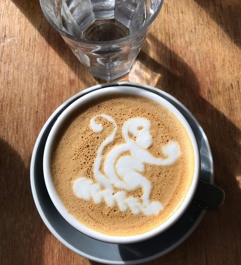 Mr. Iciok’s Instagram post: “Monkey - ccino 🐒 #dublin #coffee #cappuccino #coffeeart #reflection #travel #lifestyle #ireland #fumballycafe #fumbally” Monkey Coffee, Coffee Art, Cappuccino, Coffee, Tableware, Instagram Posts, Instagram