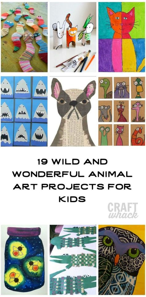 animal art projects for kids #kidsart Animal Art Projects For Kids, Animal Art For Kids, Animal Art Projects, Art Activities For Toddlers, Art Projects For Kids, Kids Projects, Elementary Art Projects, Kindergarten Art, Art Lessons Elementary