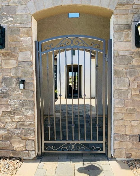 Simple wrought Iron gate for Door entry Can be Custom with | Etsy Metal Driveway Gates, Wrought Iron Garden Gates, Iron Garden Gates, Entry Gate, Courtyard Entry, Wrought Iron Gate, Iron Gate Design, Metal Gates, Door Entry