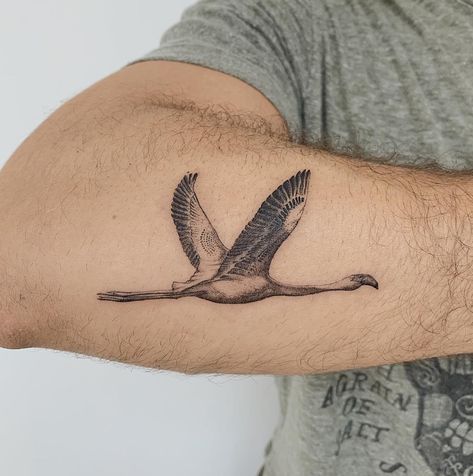 Flamingo Tattoo #tattoo #tattoos #smalltattoos #amazingtattoo #beautifultattoos #watercolorTattoo #InspirationalTattoos #ArtTattoo Flying Flamingo Tattoo, Maya Tattoo, Mens Tattoos, Flamingo Tattoo, Flying Tattoo, Water Tattoo, Make Tattoo, Bird Tattoo, Stick And Poke