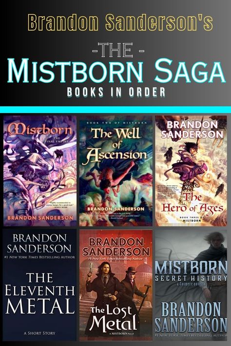 The Mistborn Saga is one of Brandon Sanderson's most popular book series. But what is the order that you should read them in? Mistborn Koloss, Mistborn Book Covers, Sazed Mistborn, Hero Of Ages Mistborn, Keep Venture Mistborn, Brandon Sanderson Reading Order, Brandon Sanderson Mistborn, Middle Grade Fantasy, Mistborn Series