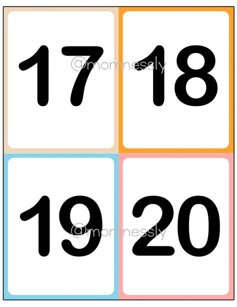 Free Printable: Numbers 1-20 Flashcards - Tribobot x Mom Nessly Flashcards Free Printable, 80 Number, Numbers Flashcards, Birthday Cake Clip Art, Teaching Patterns, Counting To 120, Free Printable Numbers, Number Flashcards, Free Printable Flash Cards