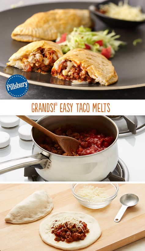 Taco Melts, Appetizers Meat, Grand Biscuit Recipes, Pillsbury Biscuit Recipes, Keto Meat, Pillsbury Recipes, Taco Fillings, Flaky Biscuits, Meat Appetizers