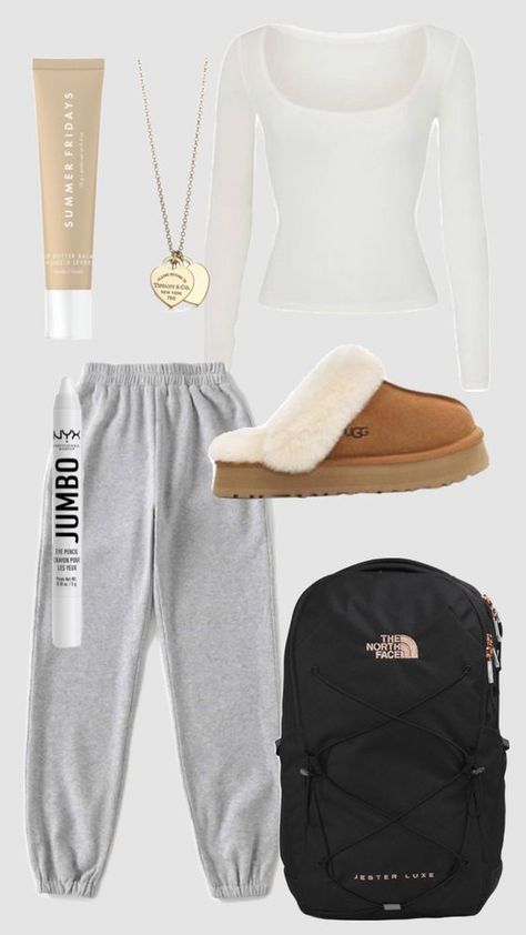 Check out m16arie's Shuffles Lazy Autumn Outfit, Fall Clothing 2024, Autumn Must Haves Outfits, Lazy Fall Fits, Comfy Outfits Lazy School, Winter Outfits Sweatpants, Outfit Inspo Lazy, Lazy Winter Outfits, Outfits Lazy Days