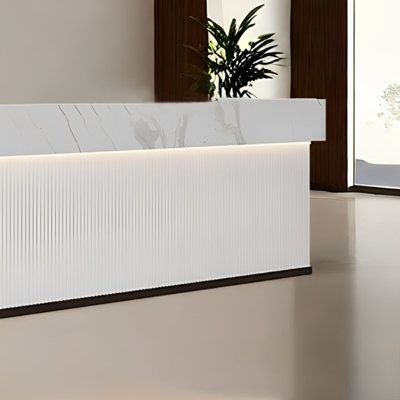 Make every reception a delightful experience. It's not just about enhancing your work efficiency; it's about creating a warm, professional reception space. Let every client feel the meticulous attention to detail here, leaving a profound impression. Now, let this uniquely styled reception desk become a part of your journey to professional success. LKIWXAQ RECEPTION DESK Size: 39.37" H x 94.48" W x 23.62" D | LKIWXAQ RECEPTION DESK Stylish Bar Counter Front Desk brownWood | 39.37" H x 94.48" W x Spa Front Desk, Medical Office Reception Desk, Black And White Reception Desk, Reception Desk Design Marble, White And Wood Reception Desk, Modern White Reception Desk, University Lobby, Reception Desk Size, Reception Desk With Logo