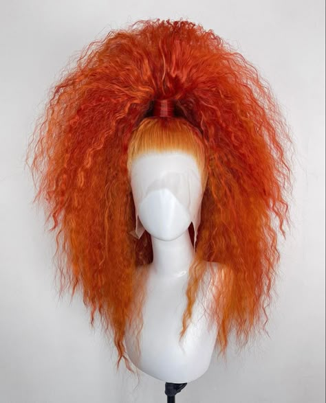 Drag Wig Styles, 80s Wig, Drag Hair, Wig Design, Clown Wig, Drag Wigs, High Fashion Hair, Half Ponytail, Crimped Hair