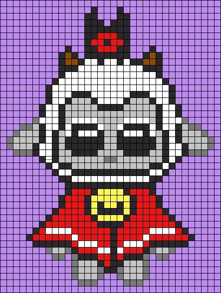 Overwatch Pixel Art Grid, Cult Of The Lamb Cross Stitch, Cult Of The Lamb Perler Beads, Cult Of The Lamb Pixel Art, Cult Of The Lamb Crochet, Fnaf Cross Stitch, Hazbin Hotel Pixel Art Grid, Big Pixel Art Grid, Helluva Boss Perler Beads