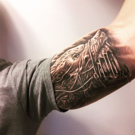 Fenrir Inner Biceps Tattoo. Male Bicep Tattoo Ideas, Viking Inner Bicep Tattoo, Inner Biceps Tattoo, Inner Bicep Tattoo Men Ideas Design, Tattoos Inner Bicep, Inner Bicep Tattoo Men Ideas, Bicep Tattoo For Guys Inner, Inside Bicep Tattoo Mens, Biceps Tattoo