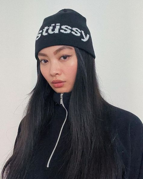 Stussy Beanie, Beanie Outfit, Devil Wears Prada, Event Branding, Zip Collar, Tracksuit Jacket, Aesthetic Look, Winter Fits, Head Accessories