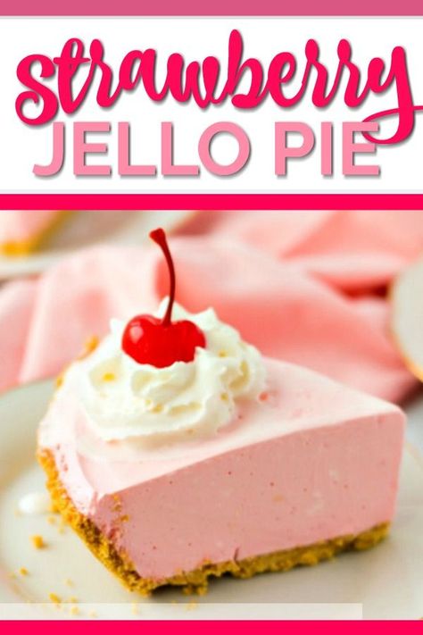 Easy No Bake Strawberry Jello Pie Strawberry Jello Pie, Jello Pie, Jello Dessert Recipes, Dessert Pie, Jello Desserts, Strawberry Jello, Cracker Crust, Salty Cake, Baked Strawberries