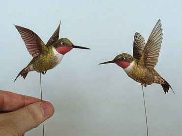 Johan Scherft is a master at creating realistic papercraft birds. His newest creation is this ruby-throated hummingbird model Bird Free, Paper Magic, Paper Birds, Putz Houses, Paper Animals, Humming Bird, Paper Cutout, Toy Craft, 3d Paper