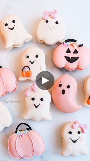 29K views · 2K reactions | It has been ages since I posted a macaron video😵 sharing my fave Halloween macarons 😮‍💨🤍 obsessed with all 4 designs! I used royal icing to add details  Ghost macaron and candy pumpkin pail templates linked on my bio  . . . . . #halloween #halloweenmacarons #ghostmacarons #halloweencookies #lacakes #decoratedsugarcookies | Hellen | Nightcore Love · Halloween Music Box Halloween Macarons, Candy Pumpkin, Pumpkin Pail, Halloween Music, Pumpkin Candy, Kawaii Halloween, Halloween Cookies, Sugar Cookies Decorated, Macaroons