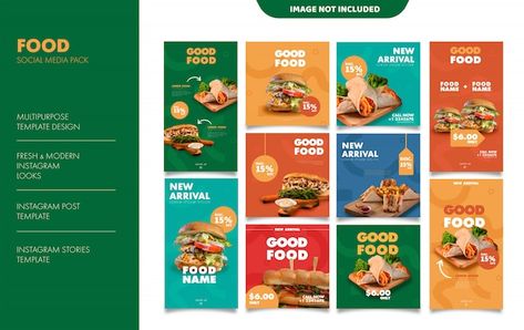 Food instagram stories feed post templat... | Premium Vector #Freepik #vector #food #business #menu #template Website Slider, Roti Bakar, Ads Social Media, Food Template, Food Instagram, Creative Advertising Design, Modern Food, Food Branding, Food Menu Design