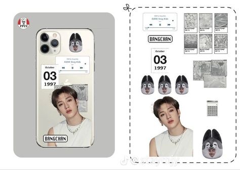 Kids Phone Cases, Kpop Phone Cases, Kpop Diy, Iphone Case Stickers, Collage Phone Case, Scrapbook Stickers Printable, Diy Phone, Felix Stray Kids, Bang Chan