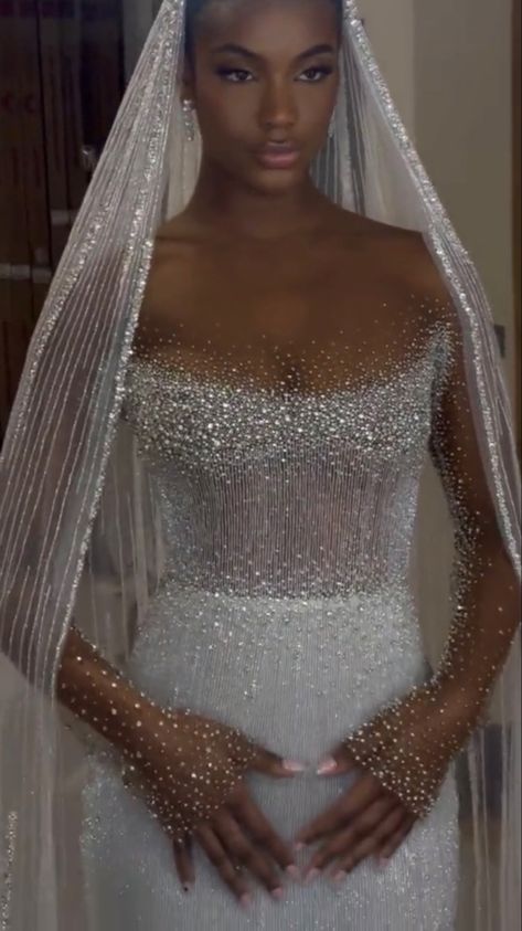 Brown Skin Wedding Dress, Mesh Wedding Dress, Glam Wedding Dress, Wedding Gown Inspiration, African Prom Dresses, Sheer Wedding Dress, Classy Wedding Dress, Stylish Wedding Dresses, Fancy Wedding Dresses