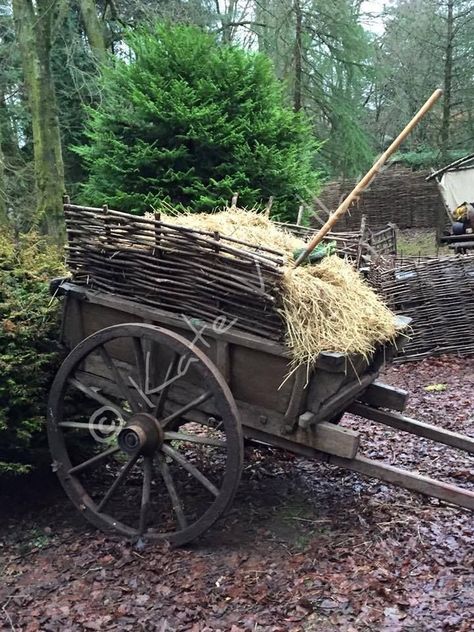 Medieval Wagons And Carts, Primitive Garden Ideas, Farm Scene Painting, Hay Wagon, New Patio Ideas, Scifi Environment, Agricultural Tools, Horse Cart, Medieval Market