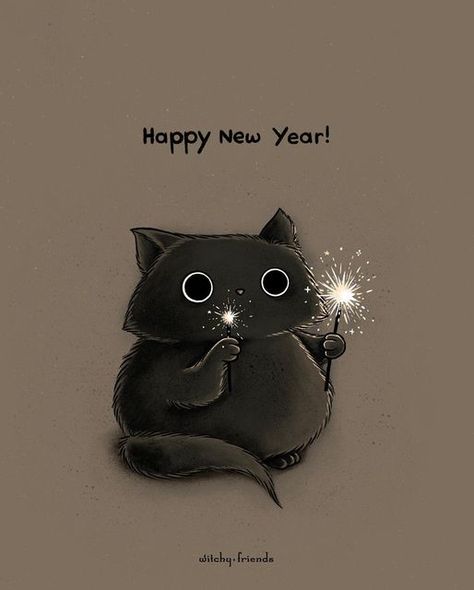 ⭐️Witchy Art by Sonja⭐️ on Instagram: "You’ve asked for a New Years cat, here it is 🐈‍⬛✨ Just one day left till a hopefully happy new year 🌟 #happynewyear #newyear #happy2023 #2023 #frohesneuesjahr #happynewyear2023 #cat #blackcat #blackcats #firework #catsofinstagram #witchycat #witchycats #witchy #witchyfriends #witchyvibes #witchythings #witchaesthetic #cutecats #schwarzekatze #katze #newyearseve #newyearparty #newyeargift" Happy New Year Witches, New Years Cute Wallpaper, Happy New Year Cute, Happy New Year Profile Pictures, New Year Profile Picture, Witchy New Year Wallpaper, Happy New Year Aesthetic Pic, Happy New Year Aesthetic Quotes, Witchy New Year