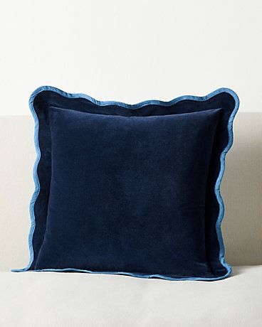 Navy/Washed Cobalt Velvet Scallop Pillow Cover Unexpected Color Combinations, Navy Throw Pillows, Blue Accent Pillow, Navy Pillows, Euro Pillows, Blue Pillows Decorative, Throw Pillows Living Room, Blue Throws, Living Room Pillows