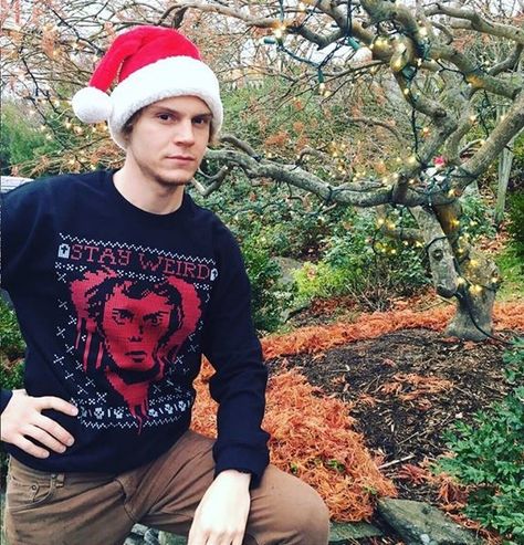 Advanced Merry Christmas Evanatics! Love Evan Peters Evans Peter, Evan Peters American Horror Story, Peter Maximoff, Evan Thomas, Tate Langdon, Funny Christmas Sweaters, Funny Sweaters, Evan Peters, The Perfect Guy