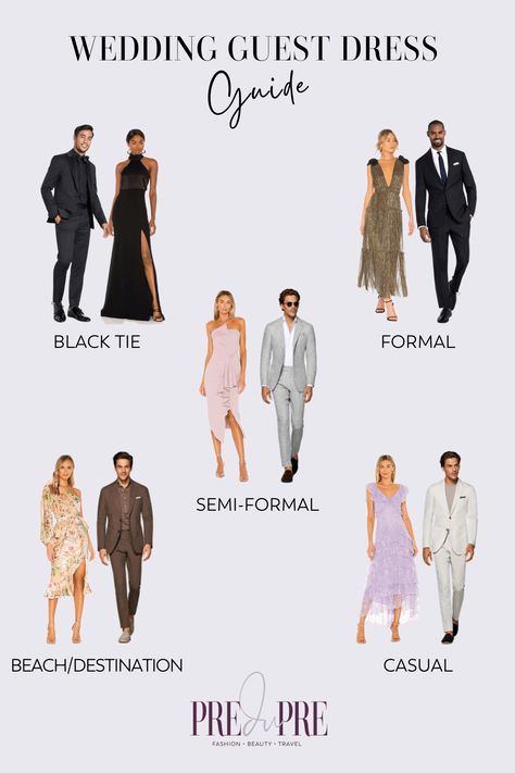 Wedding Guest Attire Guide, Wedding Guest Dress Code, Semi Formal Wedding Attire, Attire Guide, Dress Code Guide, Formal Wedding Attire, Wedding Guest Attire, Semi Formal Wedding, Formal Wedding Guests