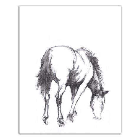 Grazing Horse, Horse Grazing, Rustic Artwork, Flamingo Graphic, Sketchbook Challenge, Horse Sketch, Horse Portrait, Horse Drawings, Beach Paradise