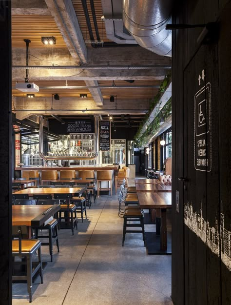 Beer Factory, Farmhouse Restaurant, Converted Warehouse, Beer House, Pub Design, Beer Hall, Bar Interior Design, Industrial Interiors, Bar Interior