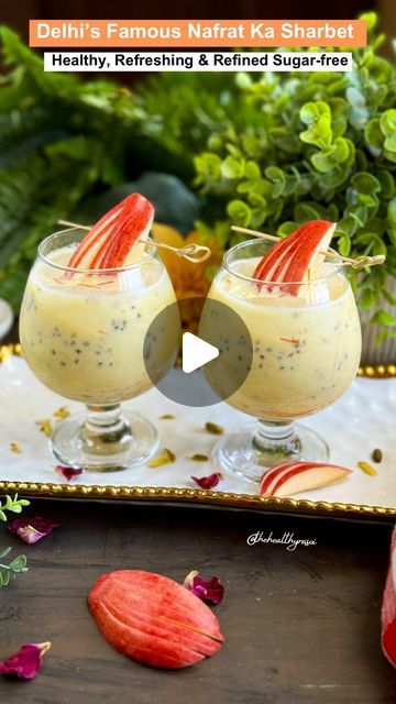 306K views · 4.7K likes | Ritu Khemka on Instagram: "Nafrat Ka Sharbat- Apple Milk Shake

Healthy, refreshing, energetic, crunchy, delicious & refined sugar-free Delhi’s famous Nafrat ka sharbat🍹😋 

Don’t go by its name, I bet after trying it you will fall in love with this recipe 😜❤️

A perfect recipe for Navratri or any fasting days, Ramadan and hot summer days 😎

📌 Save & Share the recipe!
Follow @thehealthyrasoi for more

Ingredients:-
4-5 dates
500 ml or 2 cups milk (boiled and chilled)
Some chopped nuts (optional)
1/2 tsp cardamom powder 
Pinch of saffron for color (soaked in 2-3 tbsp hot milk for 20 minutes)
1 tbsp chia seeds/ sabja ka beej, (soaked in 1/2 cup water for an hour 
1 apple
Ice cubes
Deseed the dates, soak into 1 cup milk for at least 15-20 minutes then grind until Healthy Shakes, Milk Shake, Cardamom Powder, Indian Recipes, Refined Sugar Free, Refined Sugar, Ice Cubes, Chia Seeds, Mocktails