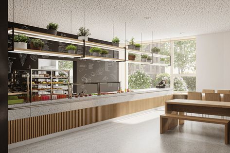 Modern Middle School on Behance Modern School Cafeteria, Middle School Projects, School Cafe, Modern School, Teachers Lounge, School Cafeteria, School Project, Boarding School, New City