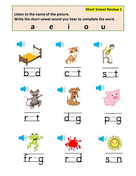 Short vowel worksheets Vowels Worksheet For Grade 1, Vowels Worksheet For Kindergarten, Short Vowels Worksheets, Vowels Worksheet, Short Vowel Activities, Lkg Worksheets, Short Vowel Worksheets, Vowel Activities, Cvc Words Kindergarten