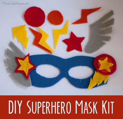 DIY Superhero Mask Kit (and princess mask kits) - these kits are a perfect gift idea for kids! They can decorate their own felt masks! (they also make great party favors) Diy Superhero Mask, Princess Mask, Diy Superhero, Superhero Mask, Superhero Crafts, Felt Mask, Superhero Masks, Holiday Club, Diy Costumes Kids