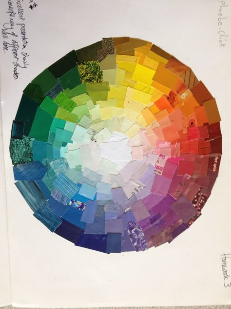 Year 7 "surprise me" colour wheel collage homework Colour Theory Wheel, Colour Wheel Aesthetic, Color Wheel Collage, Colour Wheel Sketchbook Page, Creative Colour Wheel, Colour Wheel Ideas Creative, Creative Color Wheel Projects, Colour Wheel Art, Colour Wheel Design Ideas