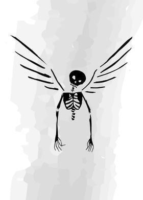 A dark and mysterious metal poster featuring a skeleton with wings. Perfect for fans of horror, goth, and the macabre. skeleton wings metalposter horror goth . #Livingstone #Skeleton_With_Wings #Poster_Skeleton #Wings_Sketch Creative Tattoo Ideas For Women, Skeleton With Wings, Skeleton Wings, Poster Skeleton, Simple Tattoo Ideas, Gotik Tattoo, Wings Sketch, Creative Tattoo Ideas, Creepy Animals