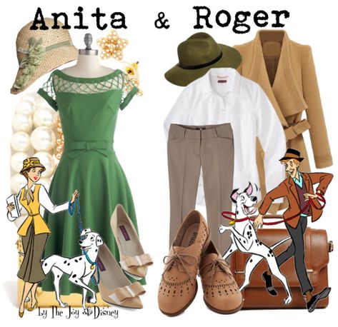 The Joy of Disney: {101 Dalmatians}: Anita & Roger Disneybounding Couples, Couples Disneybound, Disneybounding Outfits, Disney Couple Outfits, Disneybound Couples, 101 Dalmatians Costume, Dapper Disney, Disney Character Outfits, Dapper Day Outfits