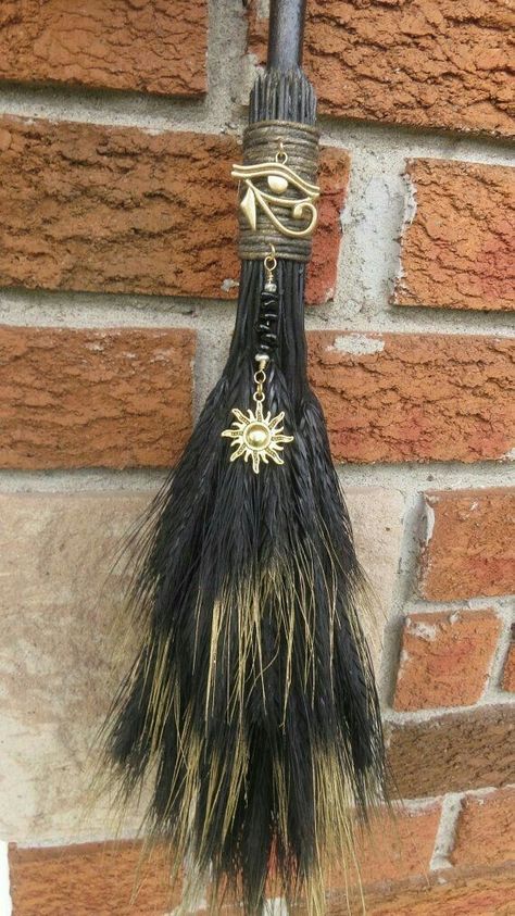 Witch Broom Aesthetic, Witch Stick, Simple Charms, Witches Brooms, Handmade Broom, Halloween Brooms, Witches Broomsticks, Witch Board, Witches Broom