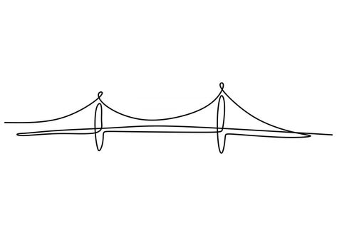 Small Bridge Tattoo, London Bridge Tattoo, Bridge Tattoo Simple, Bridge Tattoo, Bridge Over River, Bridge Drawing, Small Bridge, Modern Minimalist Style, Desenho Tattoo