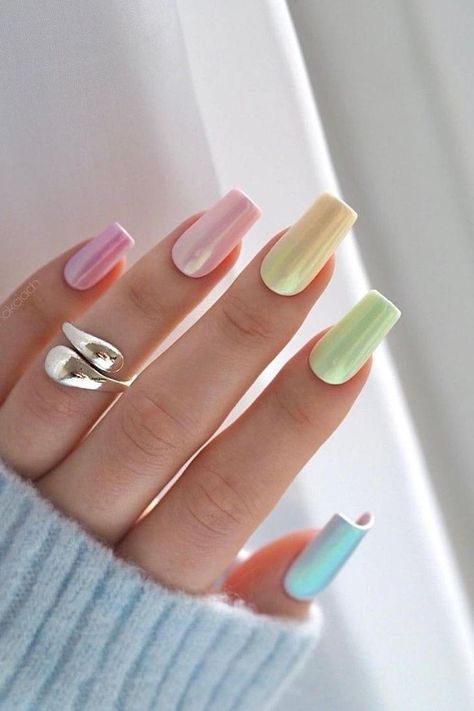 Pastel Chrome Nails, Pretty Nail Art Designs, Pretty Nail Art, Beach Nails, Chrome Nails, Nails Art, Stylish Nails, Art Designs, Pretty Nails