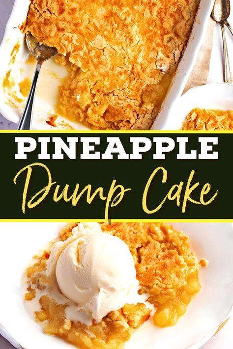 This pineapple dump cake is as easy as it gets! With just 5 ingredients, it's perfect to throw together when you need a quick dessert. Coconut Dump Cake, Pineapple Dump Cake, Dump Cakes, Patriotic Desserts, Quick Dessert, Leftover Cake, Spice Cake Mix, Vegetarian Cake, Warm Cake