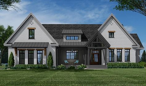 Cooktop Island, Roof Accents, Luxury Master Suite, Vertical Siding, Outdoor Patios, American Farmhouse, Farmhouse Style House Plans, Coat Closet, Farmhouse House