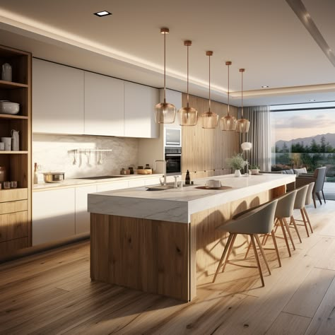 Kitchen Render, Open Concept Kitchen Living Room Layout, Minimal Kitchen Design, Casa Clean, Modern Kitchen Tables, Neutral Kitchen, Minimalist Kitchen Design, Sleek Kitchen, Modern Kitchen Interiors