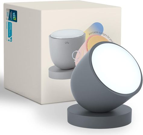 Olly Light Therapy Lamp. Daily Sunlight to Sleep Well, Day Night, UV-Free, Rechargeable and Portable, 2step Brightness Mode, 25minutes Automatic Timer(Day-Solid Gray) Sunlight Lamp, Hcl Technologies, Sleep Light, Home Office Set Up, Light Therapy Lamp, Therapy Lamp, Sleep Cycle, Mood Boost, Sleep Well