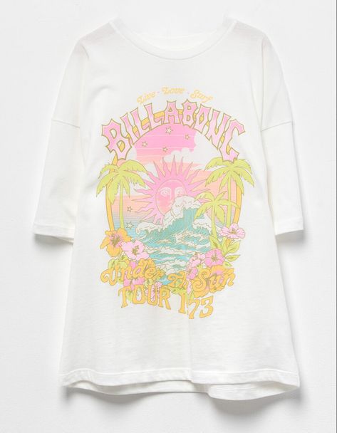 Preppy Graphic Tees, Billabong Tees, Beachy Tees, Billabong Outfits, Cute Tee Shirts, Cute Graphic Tees For Women, Billabong Tee, Preppy Tops, Preppy Shirt