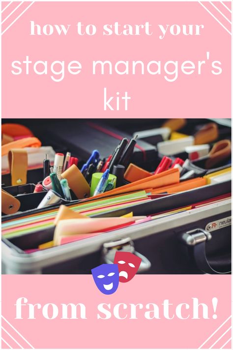 Learn how you can start your stage manager's kit from scratch and on a budget! | theatre | stage management | sm kit | toolkit | backstage | office supplies| first aid | #theatrenerd #theatrekid #musicaltheatre #stagemanagerlife #howto #budget #onabudget #cheap #love #performingarts Backstage Theatre, Stage Management, Choir Room, Technical Theatre, Teaching Theatre, Stage Crew, Theatre Inspiration, Musical Theatre Broadway, Drama Teacher