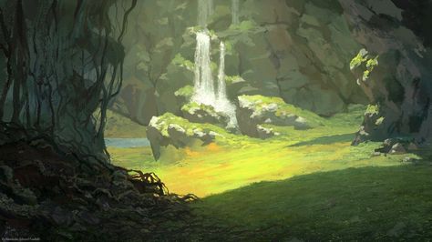 Environmental Artwork, Environment Painting, Bg Design, Warrior Cats Art, Landscape Concept, Art City, Fantasy Forest, Forest Art, Digital Painting Tutorials