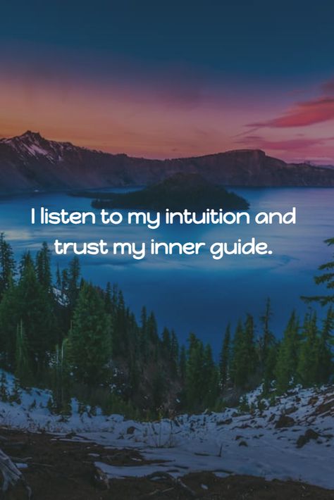 I listen to my intuition and trust my inner guide. #Affirmations #SoulCare #SoulWisdom Trust Me, Vision Board, Affirmations, Gifts