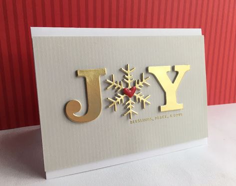 Joy Cards Handmade, Joy Christmas Cards Handmade, Joy Cards Christmas, Simon Says Stamp Christmas Cards, Cas Christmas Cards Handmade, Christmas Cards With Snowflakes, Card Making Christmas, Christmas Card Cricut, Snowflake Christmas Cards