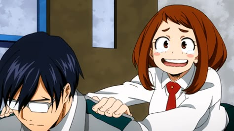 Boku no Hero Academia || Tenya Iida, Uraraka Ochako. Iida X Ochako, Tenya Iida X Uraraka, Iida X Uraraka, Iida Uraraka, Iida Tenya, Tenya Iida, Class 1 A, Ochako Uraraka, My Hero Academia Memes