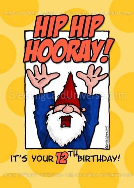 hip hip hooray - 12th birthday card Eleventh Birthday, Graphic Design Portfolio Inspiration, Tenth Birthday, First Birthday Cards, Hip Hip Hooray, Cue Cards, Fourth Birthday, Halloween Card, Hip Hip