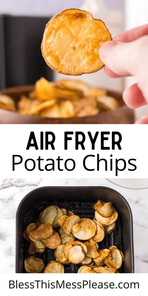 Make your own batch of Air Fryer Potato Chips with just 3 simple ingredients! Crispy, salty, and couldn’t be easier. Air Fryer Potato Chips, Easy Dinner Desserts, Air Fryer Potato, Quick Chicken Dinner, Yummy Vegetable Recipes, Potato Chip Recipes, Clean Eating Meal Plan, Light Snacks, Pulled Pork Sandwich